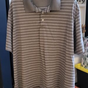 Classic Gray Striped Polo Shirt for Men
